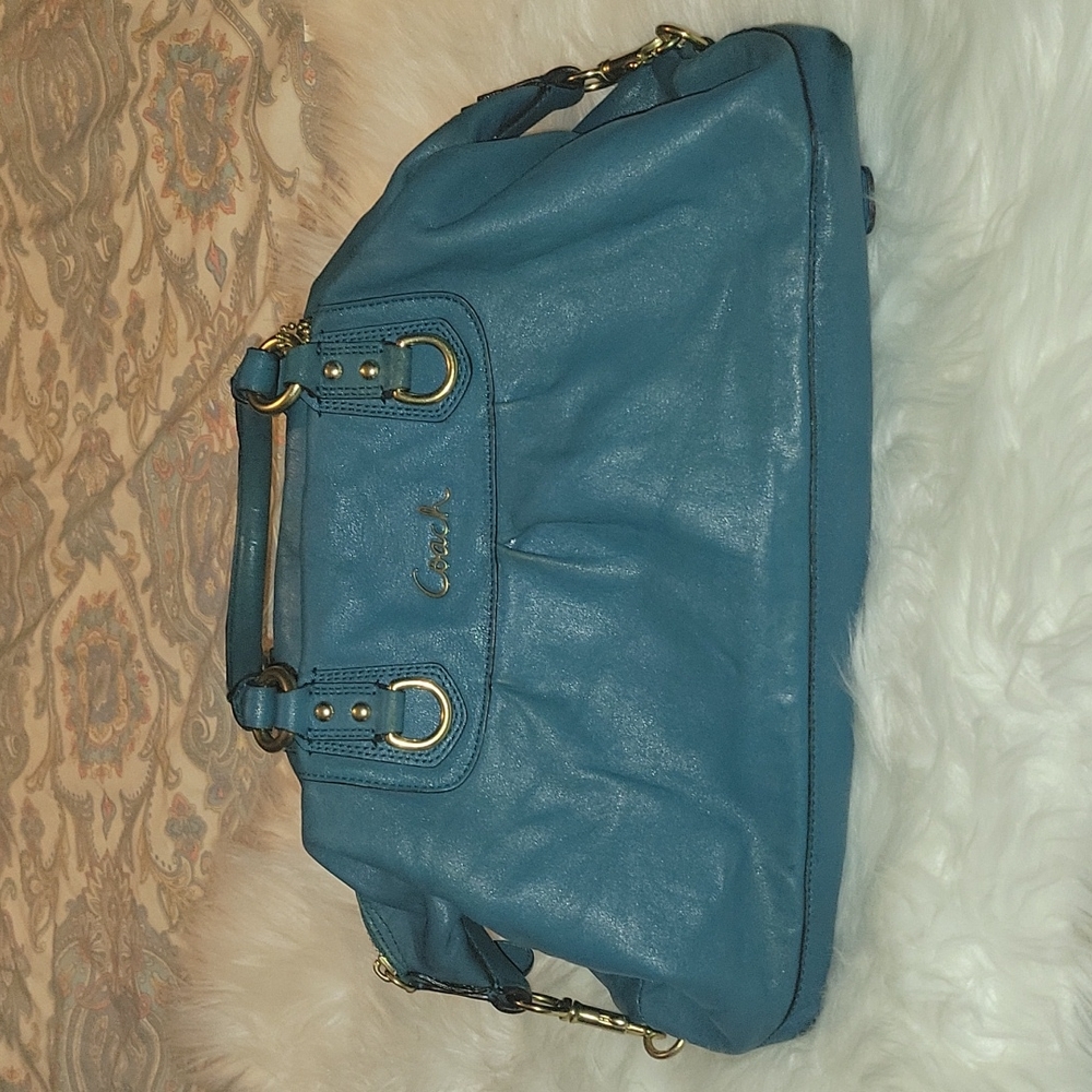 Coach Ashley Satchel Bag Teal turzouise blus purse